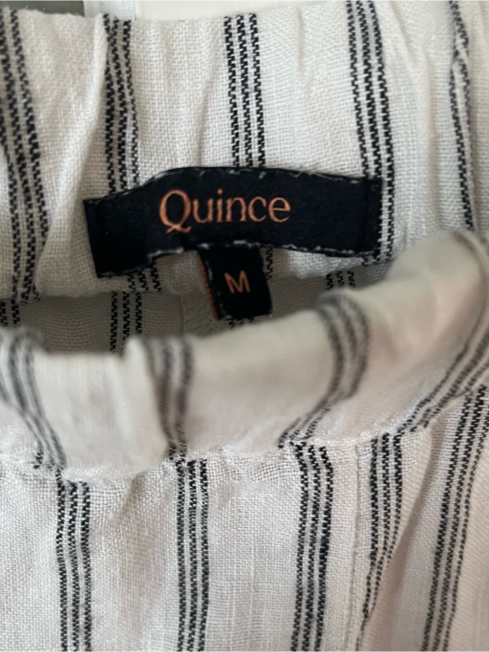 Quince Linen Pants Sz Medium White w/Black Stripes - Picture 3 of 5